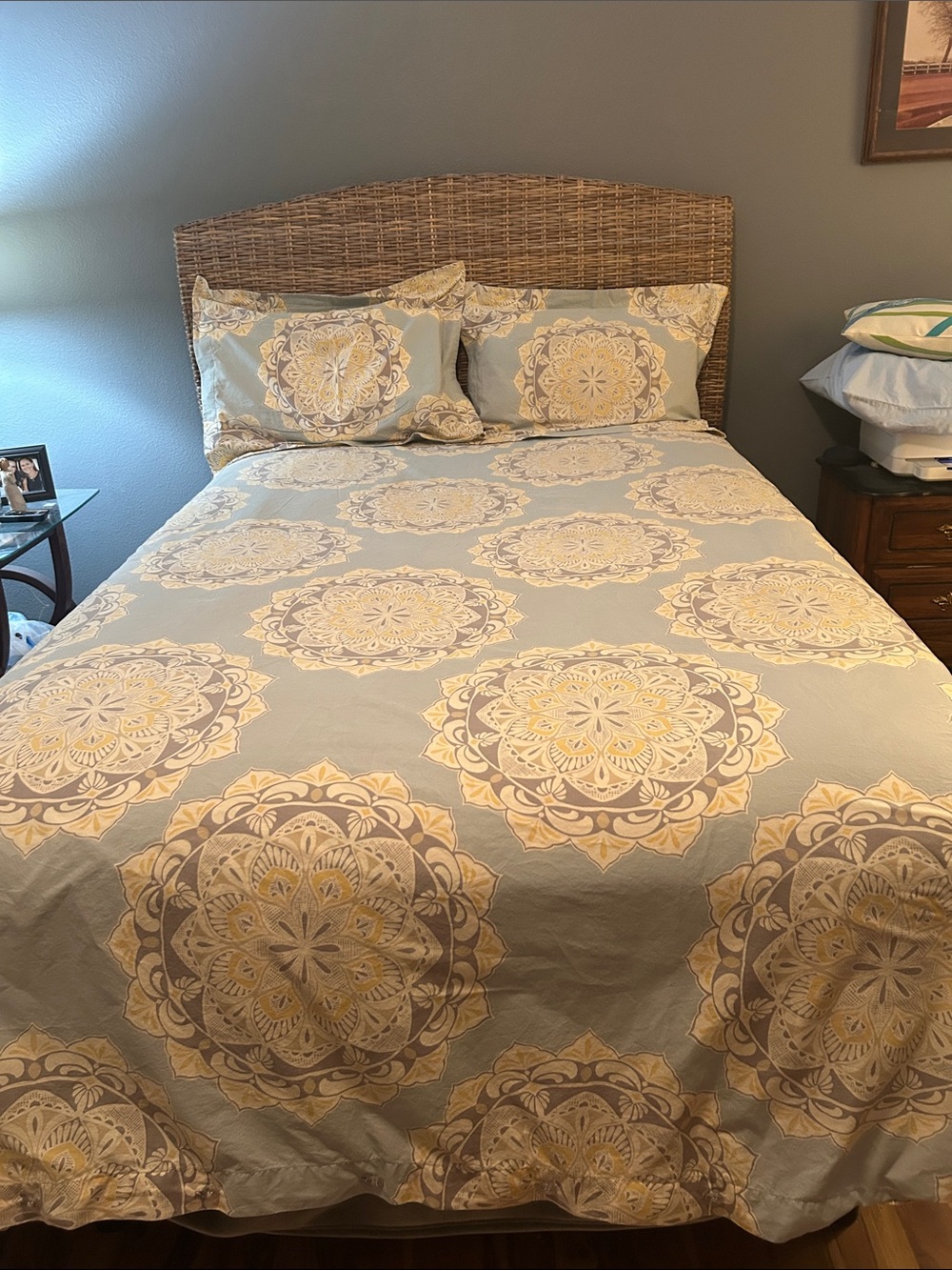 Pottery Barn Cream & Tan Medallion Duvet Cover - Neutral Bedding